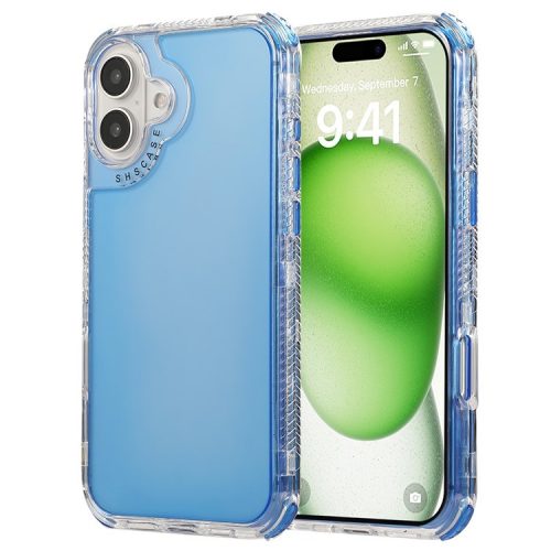 For iPhone 16 Case Corners Impact Protection PC+TPU Clear Phone Cover - Blue