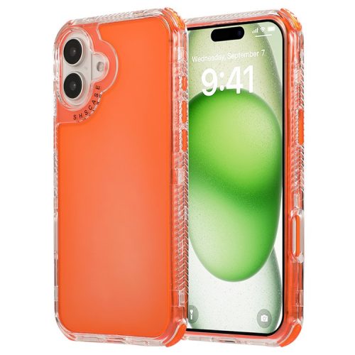 For iPhone 16 Case Corners Impact Protection PC+TPU Clear Phone Cover - Orange