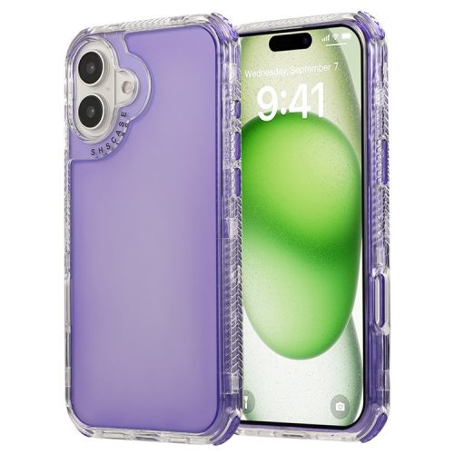 For iPhone 16 Case Corners Impact Protection PC+TPU Clear Phone Cover - Purple