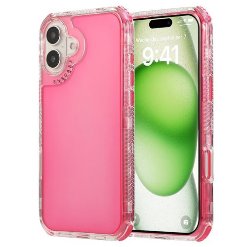 For iPhone 16 Case Corners Impact Protection PC+TPU Clear Phone Cover - Rose