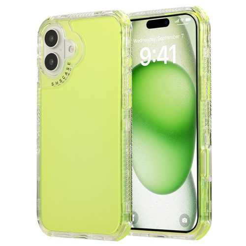 For iPhone 16 Case Corners Impact Protection PC+TPU Clear Phone Cover - Yellow