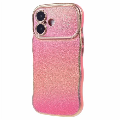 For iPhone 16 Case Curly Shape Love Heart TPU Phone Cover Iridescent Gradient - Colorful Red