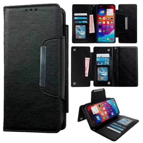 For iPhone 16 Case Detachable 2-in-1 Magnetic Closure PU Leather Wallet Phone Case - Black