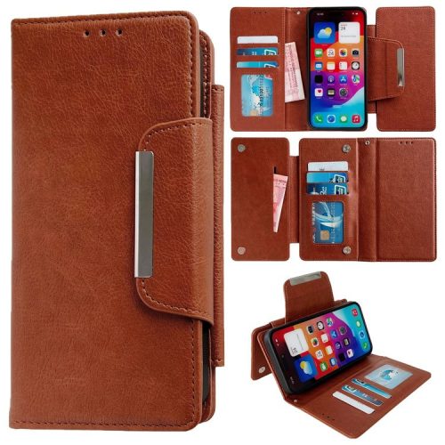 For iPhone 16 Case Detachable 2-in-1 Magnetic Closure PU Leather Wallet Phone Case - Brown