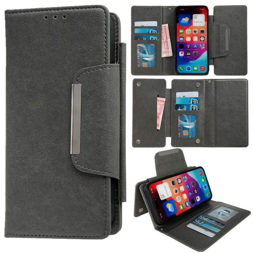 For iPhone 16 Case Detachable 2-in-1 Magnetic Closure PU Leather Wallet Phone Case - Grey