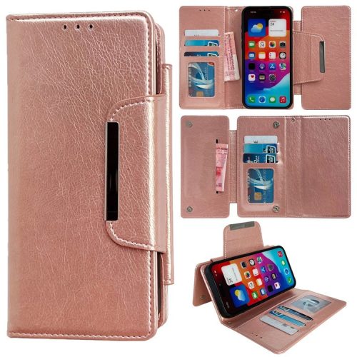 For iPhone 16 Case Detachable 2-in-1 Magnetic Closure PU Leather Wallet Phone Case - Rose Gold