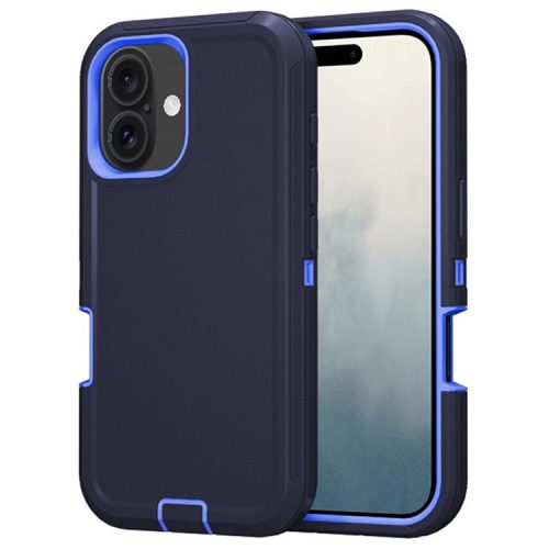 For iPhone 16 Case Detachable PC+TPU Drop-Proof Back Cover - Dark Blue