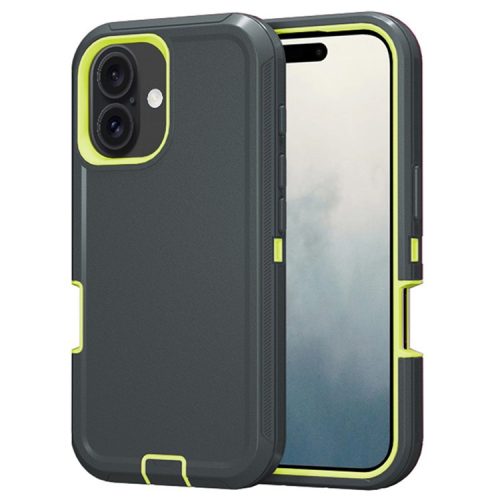 For iPhone 16 Case Detachable PC+TPU Drop-Proof Back Cover - Dark Grey+Green