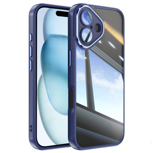 For iPhone 16 Case Drop-Proof TPU + Acrylic Protective Phone Cover - Dark Blue