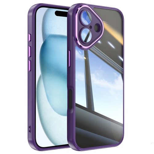 For iPhone 16 Case Drop-Proof TPU + Acrylic Protective Phone Cover - Dark Purple