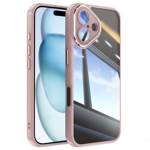 For iPhone 16 Case Drop-Proof TPU + Acrylic Protective Phone Cover - Pink