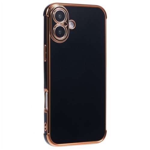 For iPhone 16 Case Electroplated Frame TPU Soft Phone Cover - Black