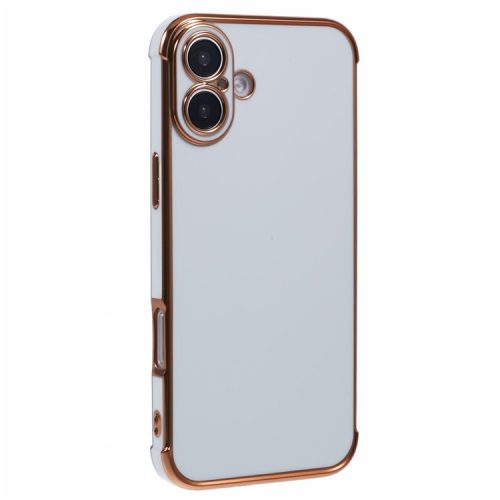 For iPhone 16 Case Electroplated Frame TPU Soft Phone Cover - Ivory White