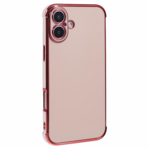 For iPhone 16 Case Electroplated Frame TPU Soft Phone Cover - Pink