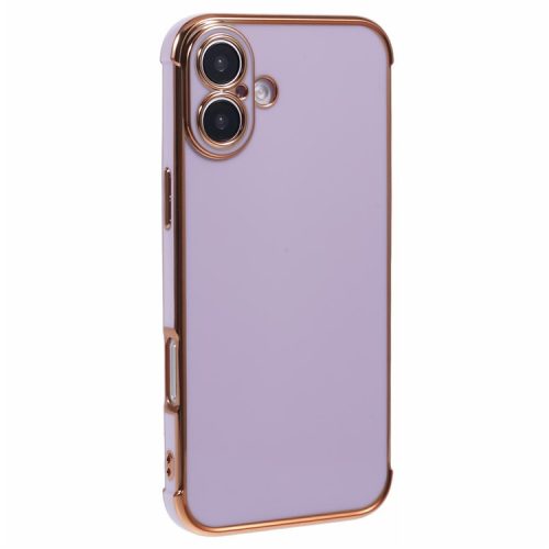 For iPhone 16 Case Electroplated Frame TPU Soft Phone Cover - Purple