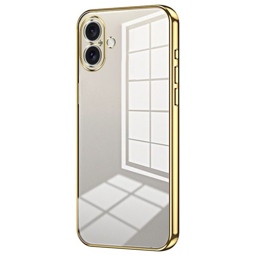 For iPhone 16 Case Electroplating Frame Soft TPU Phone Cover - Gold