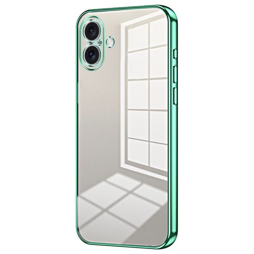 For iPhone 16 Case Electroplating Frame Soft TPU Phone Cover - Green