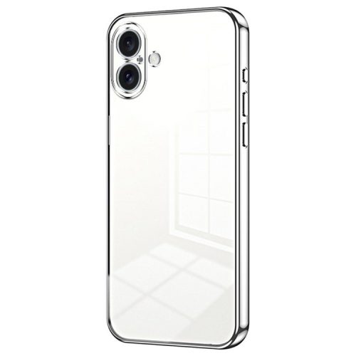 For iPhone 16 Case Electroplating Frame Soft TPU Phone Cover - Silver