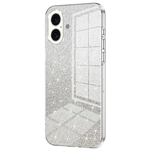 For iPhone 16 Case Electroplating Gradient Glitter TPU Phone Cover - Transparent