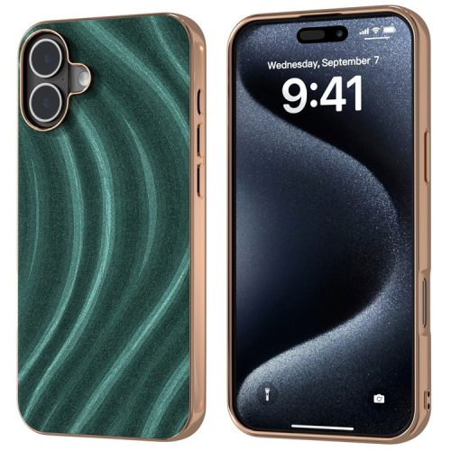 For iPhone 16 Case Electroplating Phone Cover Milky Way Pattern PU+TPU Protective Case - Green