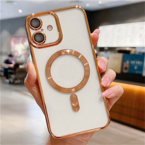 For iPhone 16 Case Electroplating TPU Phone Cover Compatible with MagSafe - Gold