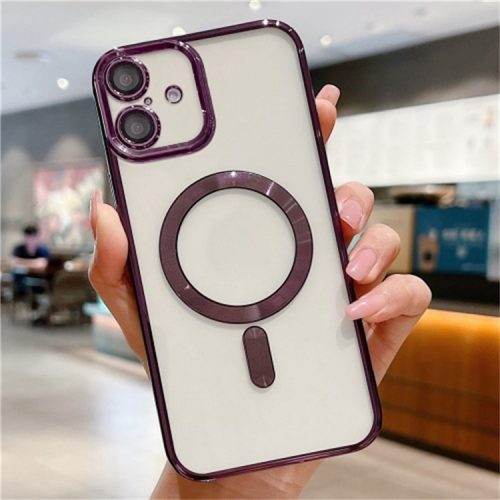 For iPhone 16 Case Electroplating TPU Phone Cover Compatible with MagSafe - Purple