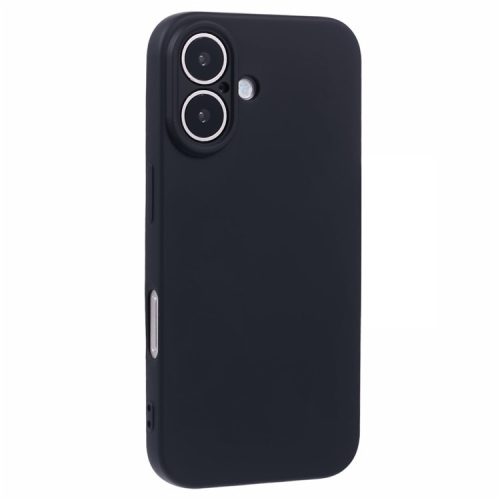 For iPhone 16 Case Fiber Lining TPU Soft Touch Phone Cover Drop Protection - Black