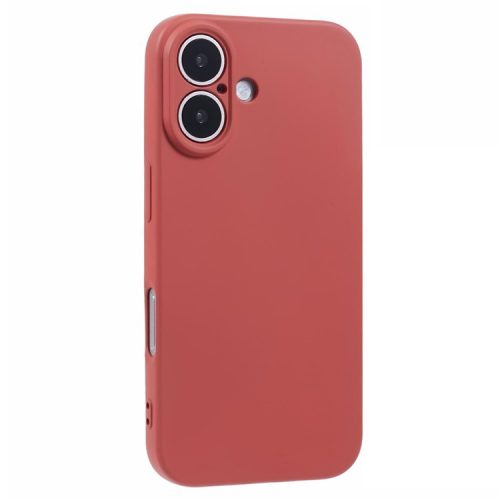 For iPhone 16 Case Fiber Lining TPU Soft Touch Phone Cover Drop Protection - Hawthorn Red