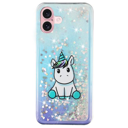 For iPhone 16 Case Floating Quicksand Pattern Soft TPU Back Cover - A Horse