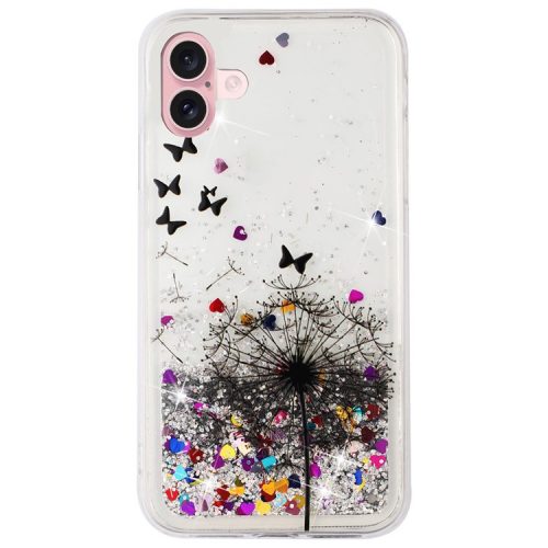 For iPhone 16 Case Floating Quicksand Pattern Soft TPU Back Cover - Dandelion