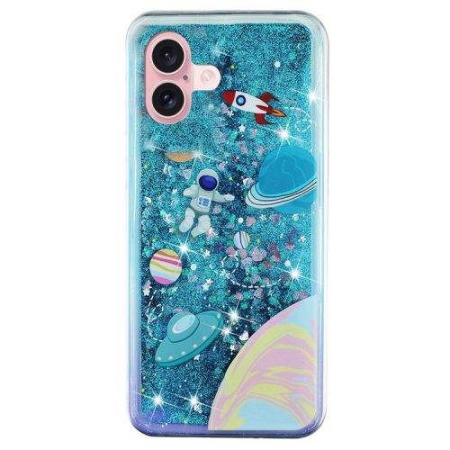 For iPhone 16 Case Floating Quicksand Pattern Soft TPU Back Cover - Universe