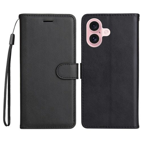 KT Leather Series-2 for iPhone 16 Case Card Slots Wallet Phone Leather Cover - Black