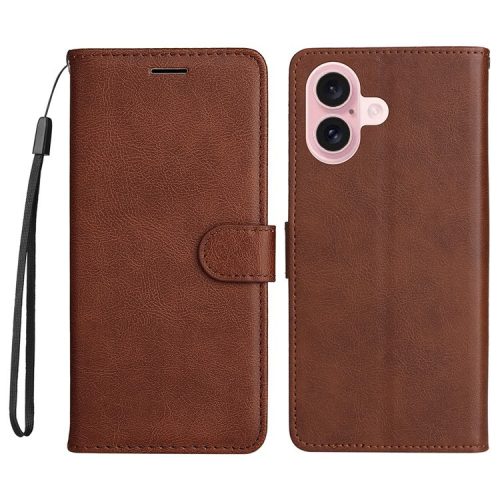 KT Leather Series-2 for iPhone 16 Case Card Slots Wallet Phone Leather Cover - Brown