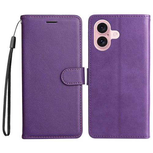 KT Leather Series-2 for iPhone 16 Case Card Slots Wallet Phone Leather Cover - Purple