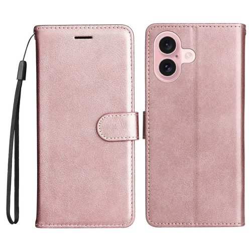 KT Leather Series-2 for iPhone 16 Case Card Slots Wallet Phone Leather Cover - Rose Gold