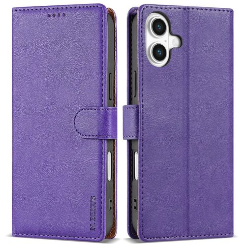 N.BEKUS CSJ-001 For iPhone 16 Stand Case PU Leather Wallet Phone Cover - Purple