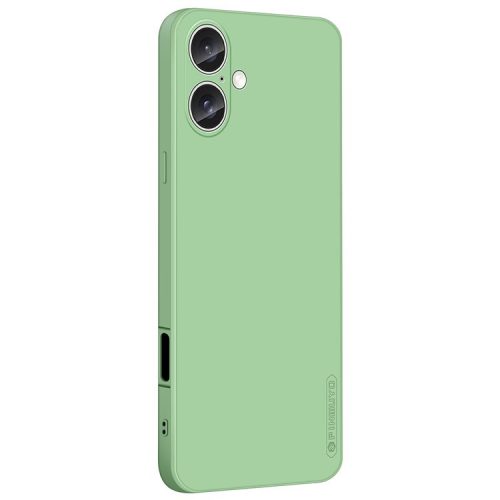 PINWUYO JK Touching Series For iPhone 16 Case Fiber Flocking Liner Soft TPU Phone Cover - Matcha Green