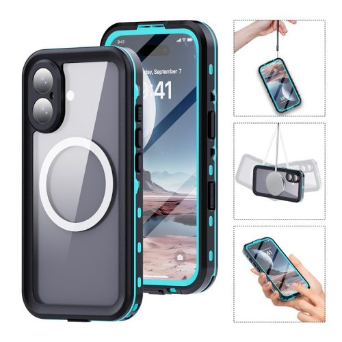 REDPEPPER Dot+ Series For iPhone 16 Phone Case Compatible with MagSafe IP68 Waterproof Clear Phone Cover - Blue