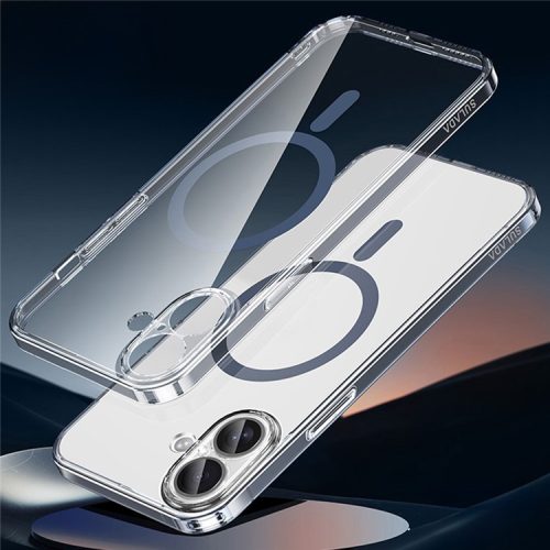 SULADA For iPhone 16 Case Built-In Lens Film TPU+PC Phone Cover Compatible with MagSafe - Transparent Blue