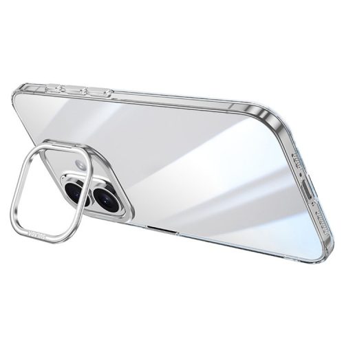 SULADA For iPhone 16 Case Folding Camera Kickstand TPU+PC Clear Phone Cover - Silver