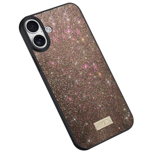 SULADA For iPhone 16 Case PU Leather+PC+TPU Glitter Sequins Back Phone Cover - Multi-Color