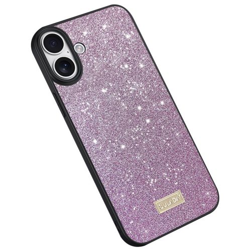 SULADA For iPhone 16 Case PU Leather+PC+TPU Glitter Sequins Back Phone Cover - Purple