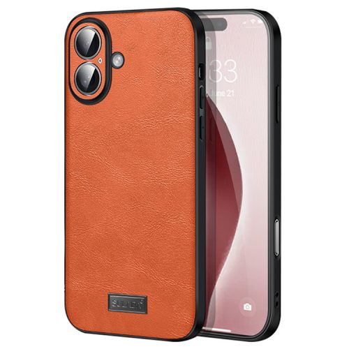 SULADA For iPhone 16 Case PU Leather+TPU+PC Back Phone Cover - Orange