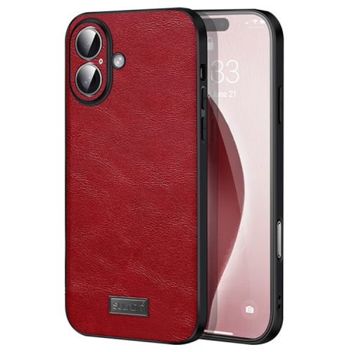 SULADA For iPhone 16 Case PU Leather+TPU+PC Back Phone Cover - Red