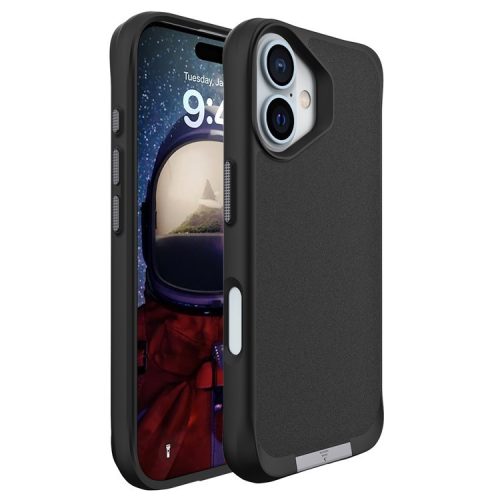 Taurustar Series For iPhone 16 Kickstand Case Shockproof PC+TPU Phone Cover - Black