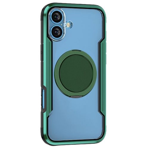 Thunder 1 Series For iPhone 16 Case Rotating Magnetic Kickstand PC+TPU Phone Cover - Green