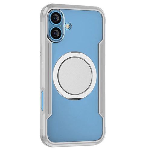 Thunder 1 Series For iPhone 16 Case Rotating Magnetic Kickstand PC+TPU Phone Cover - Grey