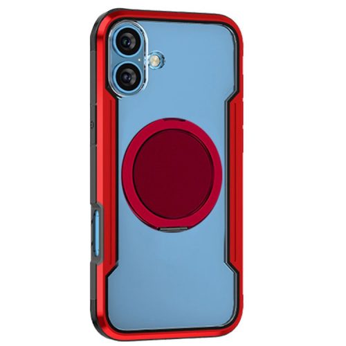 Thunder 1 Series For iPhone 16 Case Rotating Magnetic Kickstand PC+TPU Phone Cover - Red