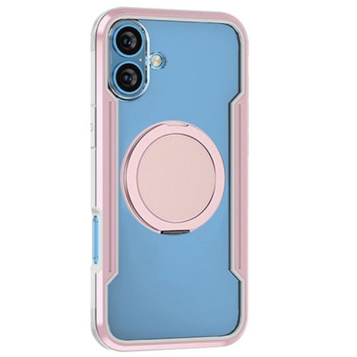 Thunder 1 Series For iPhone 16 Case Rotating Magnetic Kickstand PC+TPU Phone Cover - Rose Gold