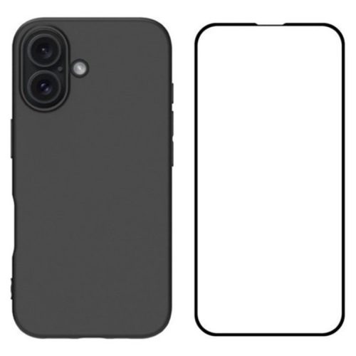 WANLONFENG MS Series for iPhone 16 Matte TPU Case with Tempered Glass Film (Big Lens Hole)